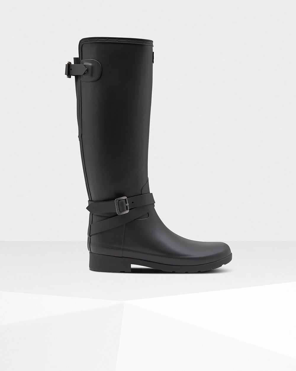 Hunter Refined Slim Fit Adjustable Tall Rain Boots - Outlet Store Womens Black - AFLUKC762